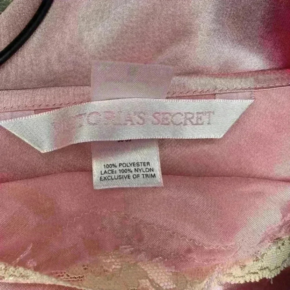 Y2k 90s Satin Victoria’s Secret  Pink Slip With Beige Lace Size Small - Picture 7 of 9